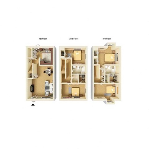 Floor plan for 4 beds, 2 baths, 1410 sqft